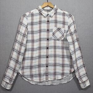 UGG‎ Womens White Plaid Criss Cross Back Button Shirt Small Cabincore Neutral